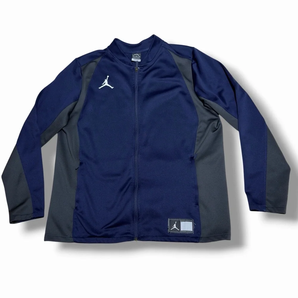 Jordan Flight XL Dri-Fit Mens Knit Training Track Jacket Navy Blue Gray
